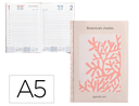 AGENDA ENCUADERNADA LIDERPAPEL NOMI A5 2025 DÍA PÁGINA CORAL PAPEL 70 GR