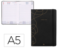 AGENDA ENCUADERNADA LIDERPAPEL EFIRA A5 2025 DÍA PÁGINA COLOR NEGRO PAPEL 70 GR