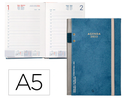 AGENDA ENCUADERNADA LIDERPAPEL PAXOS A5 2025 DÍA PÁGINA COLOR AZUL PAPEL 70 GR