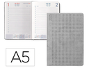 AGENDA ENCUADERNADA LIDERPAPEL ANAFI A5 2025 DÍA PÁGINA COLOR GRIS PAPEL 70 GR