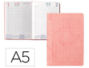 AGENDA ENCUADERNADA LIDERPAPEL ANAFI A5 2025 DÍA PÁGINA COLOR ROSA PAPEL 70 GR