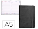 AGENDA ENCUADERNADA LIDERPAPEL MYKONOS A5 2025 DÍA PÁGINA COLOR NEGRO PAPEL 70 GR