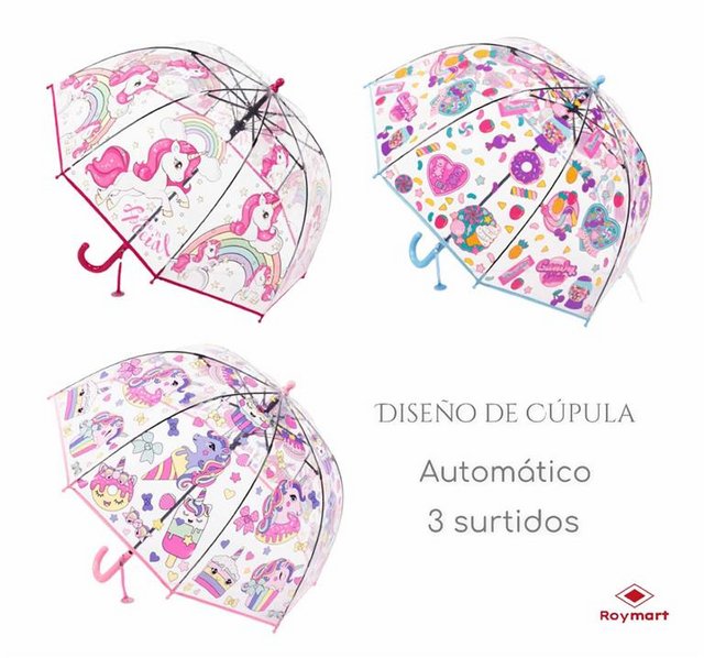PARAGUAS INFANTIL AUTOMATICO TRANSP.,3 DISEÑOS
