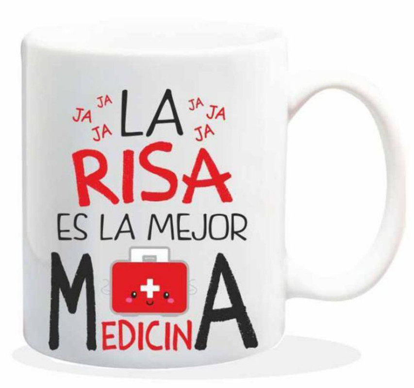 TAZA CERAMICA con Mensaje. Modelo "La risa es la  mejor..." 