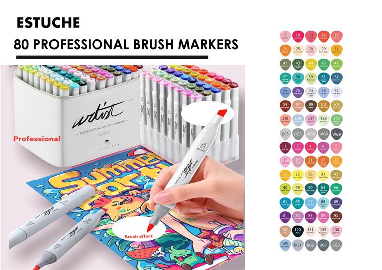 CANVAS LUXE PROFESSIONAL BRUSH MARKER 80 COLORES