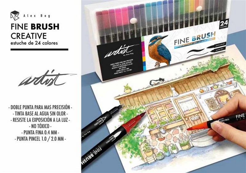 24 ROTULADORES FINE BRUSH GAMA CREATIVE 2 PUNTAS