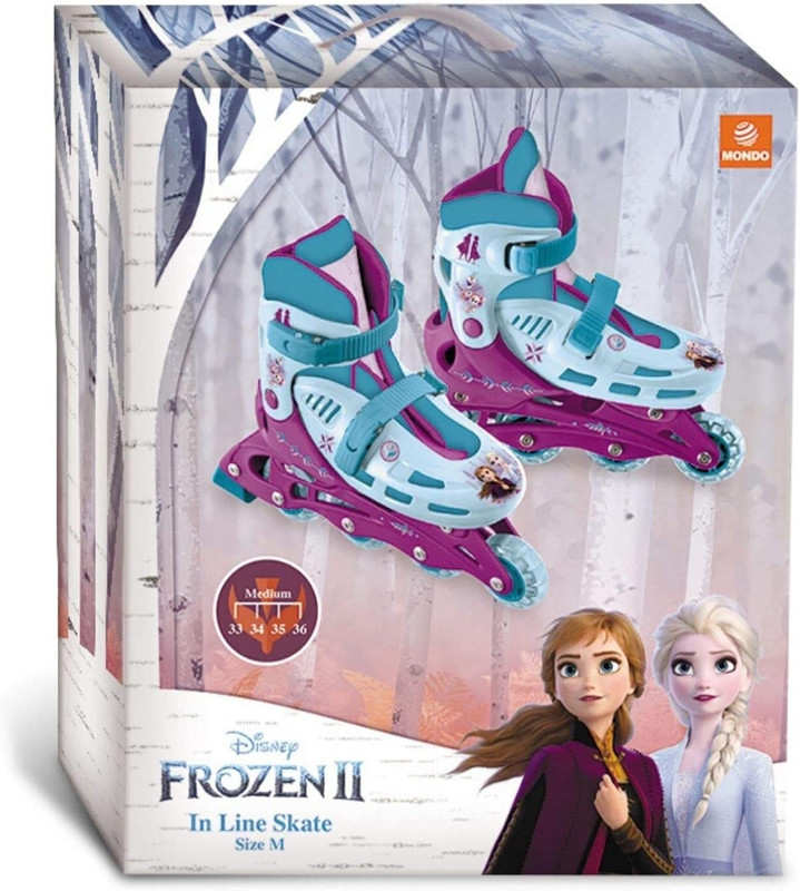 Frozen Mondo Toys - Patines en línea II Design - Patines en línea Ajustables - Ruedas de PVC - Rodillo para niño/niña - Talla M/mis. 33/36-28314