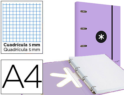 CARPESANOETA CON RECAMBIOAMBIO Y SOLAPA LIDERPAPEL ANTARTIK A4 cuadernoRO 5MM FORRADA 4 ANILLAS REDONDAS 40MM COLO