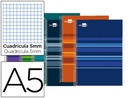 CUADERNO ESPIRAL LIDERPAPEL A5 MICRO CLASSIC TAPA FORRADA 160H 60 GR CUADRO 5MM 5 BANDAS6 TALADROS C