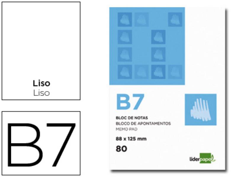Bloc notas liderpapel liso b7 80 hojas 60g/m2 perforado. 