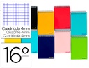 Cuaderno espiral liderpapel bolsillo dieciseavo apaisado smart tapa blanda 80h 60gr cuadro 4mm colores surtidos.