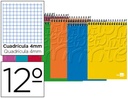 Cuaderno espiral liderpapel bolsillo doceavo apaisado smart tapa blanda 80h 60gr cuadro 4mm colores surtidos