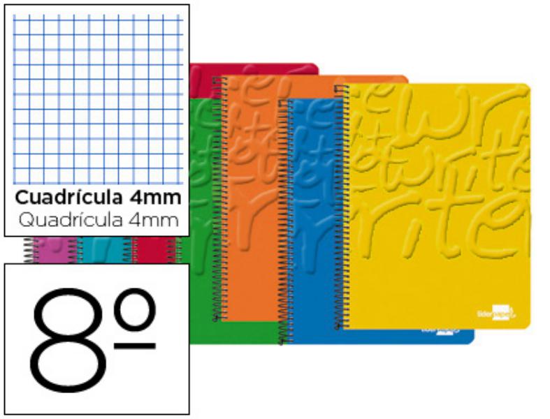 CUADERNO ESPIRAL LIDERPAPEL BOLSILLO OCTAVO SMART TAPA BLANDA 80H 60GR CUADRO 4MM COLORES SURTIDOS BQ06