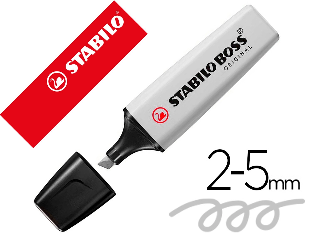 Rotulador stabilo boss fluorescente 70 pastel gris polvoriento.