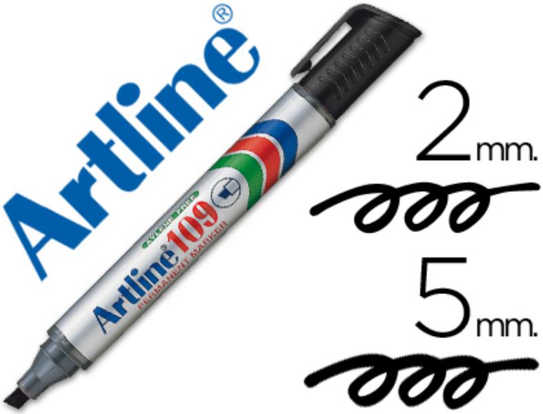 Rotulador artline marcador permanente 109 negro -punta biselada.