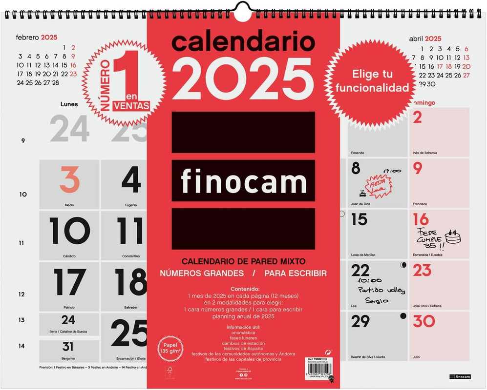 CALENDARIO PARED 25 FINOCAM NEUTRO XL MIXTO CAST