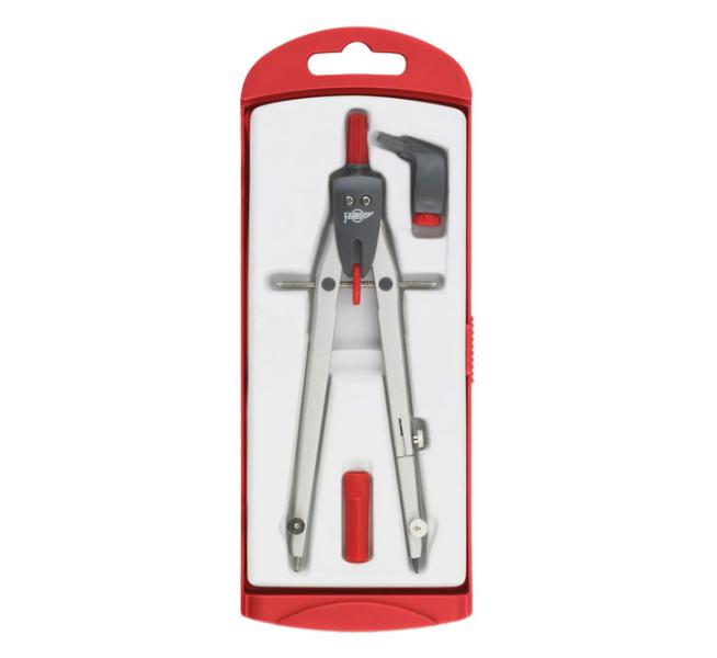 COMPAS ESCOLAR FAIBO CON ADAPTADOR 613-03 ROJO