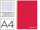 CUADERNO ESPIRAL LIDERPAPEL A4 MICRO JOLLY TAPA FORRADA 140H 75 GR CUADRO 5MM 5 BANDAS 4 TALADROS CO