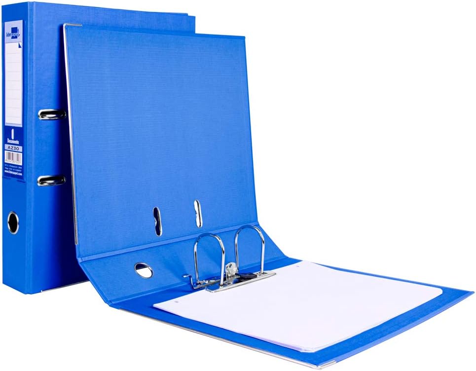 ARCHIVADOR DE PALANCA LIDERPAPEL FOLIO DOCUMENTA FORRADO PVC CON RADO LOMO 75MM AZUL COMPRESOR METAL
