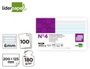 Ficha liderpapel rayada nº4 125x200mm paquete de 100 180g.