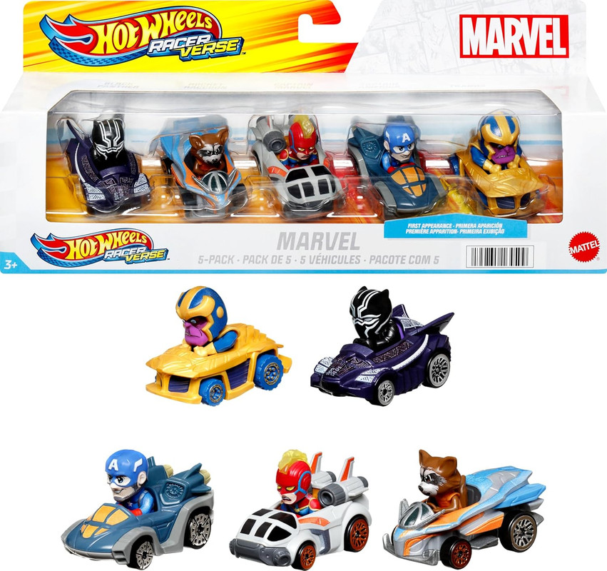 HOT WHEELS PACK 5 COCHES MARVEL RACERVERSE HPN40 MATTEL 