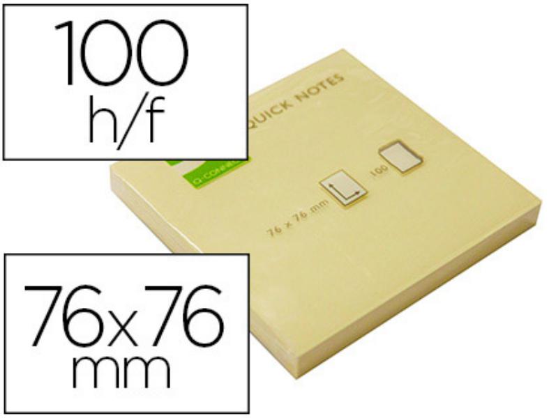 Bloc de notas adhesivas quita y pon q-connect 76x76 mm con 100 hojas. 
