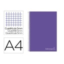 Cuaderno espiral liderpapel a4 micro jolly tapa forrada 140h 75 gr cuadro 5mm 5 bandas 4 taladros color lila.
