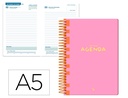 AGENDA ESCOLAR LIDERPAPEL 25-26 ESPIRAL CLASSIC ROSA DIAPAGINA A5 BILINGÜE PAPEL FSC 70 GR