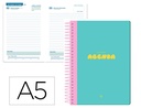 AGENDA ESCOLAR LIDERPAPEL 25-26 ESPIRAL CLASSIC AZUL TURQUESA DIA PAGINA A5 BILINGÜE PAPEL FSC 70 GR