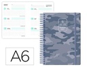AGENDA ESCOLAR LIDERPAPEL 25-26 ESPIRAL PATTERNS MILITAR GRIS SEMANA VISTA A6 BILINGÜE PAPEL FSC 80