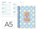 AGENDA ESCOLAR LIDERPAPEL 25-26 ESPIRAL PETITE FLORES SEMANA VISTA A5 BILINGÜE PAPEL FSC 80 GR