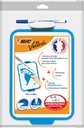 BIC Velleda Pizarra Blanca Pequeña de Borrado en Seco de Doble Cara con Rotulador Azul y Borrador, 19x26cm, Óptimo para material escolar