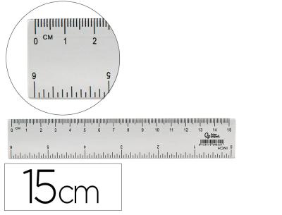 Regla liderpapel plastico cristal 15 cm.