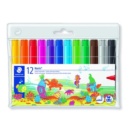 Rotulador staedtler color jumbo trazo 3 mm estuche de 12 unidades colores surtidos.