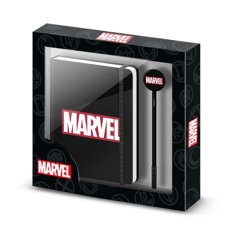 Marvel Comics Caja Regalo con Diario y Bolígrafo Fashion, Negro KARACTERMANIA 7570