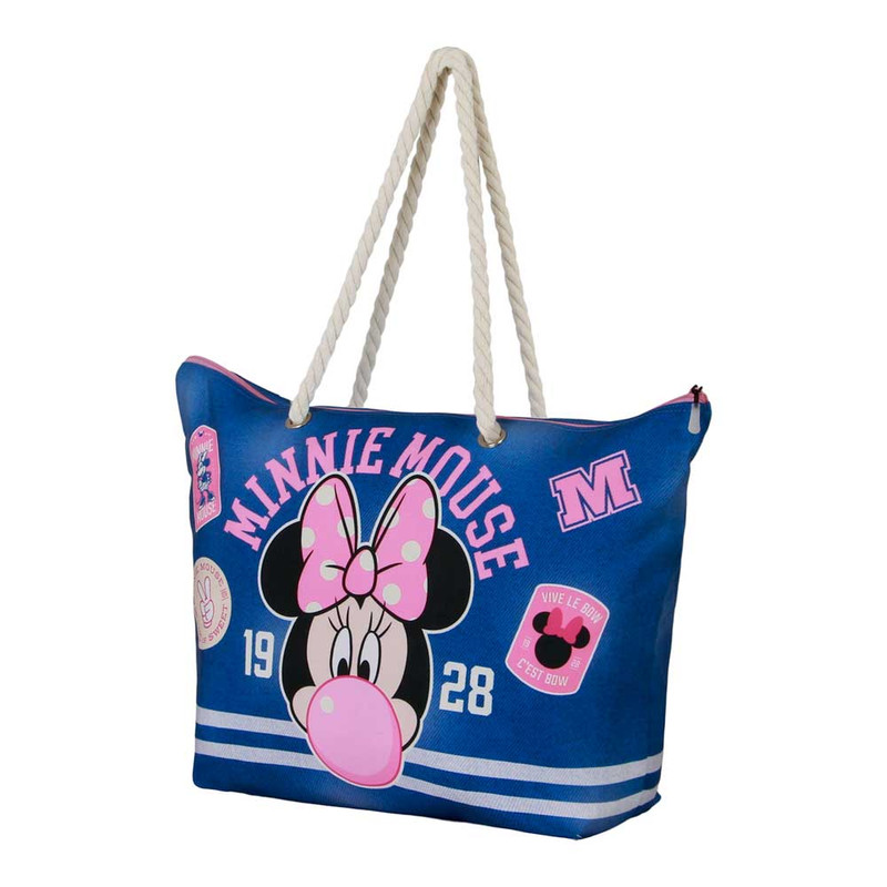 Disney Minnie Mouse Varsity Bolsa de Playa Soleil, Azul KARACTERMANIA 8603