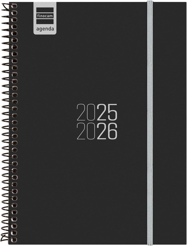 Finocam - Agenda Espir Curso 2025 2026 Semana Vista Horizontal Septiembre 2025- Agosto 2026 (12 meses) Negro Catalán