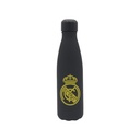 Real Madrid Botella Negra con oro  Rubberizada de Doble Pared