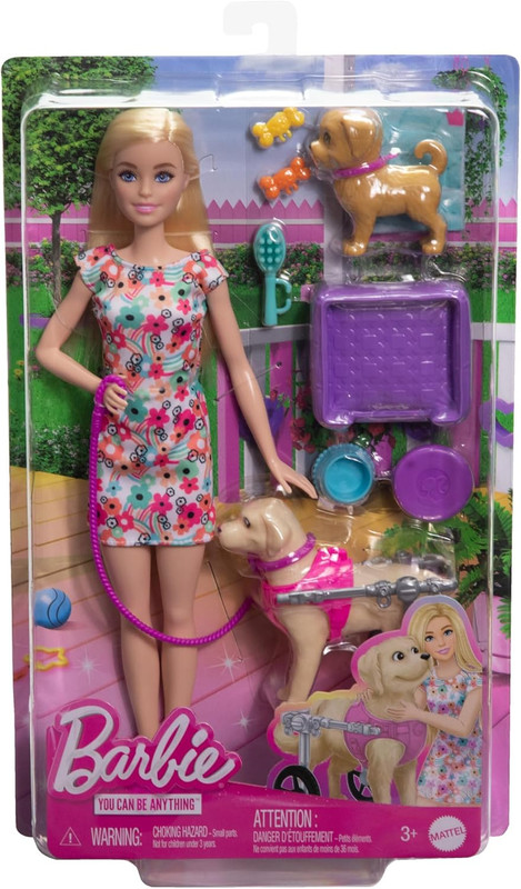 MUÑECA BARBIE PASEADORA PERRO SILLA DE RUEDAS HTK37 MATTEL HTK37