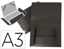 Carpeta liderpapel portadocumentos 44804 solapas polipropileno din a3 NEGRA serie frosty lomo flexible.