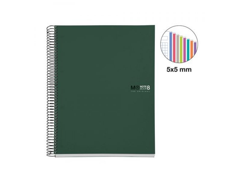 NOTEBOOK8 A4 200H 70G CUAD.5X5 THE OR VERDE