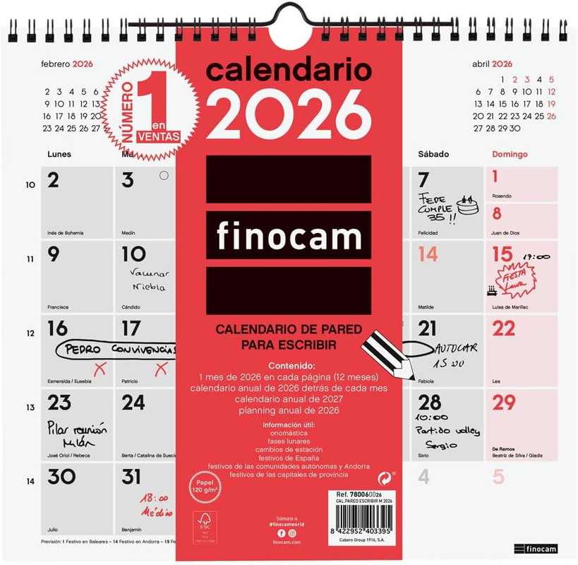 CALENDARIO PARED 2026 ESCRIBIR M