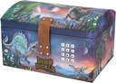 Dino World cofre del tesoro con código y sonido, TOPMODEL 13441