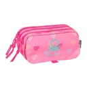 PORTATODO TRIPLE BIG BENETTON "HEART" 21.5x10x4cm