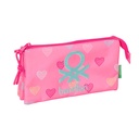 PORTATODO TRIPLE BENETTON "HEART" 22x12x4cm