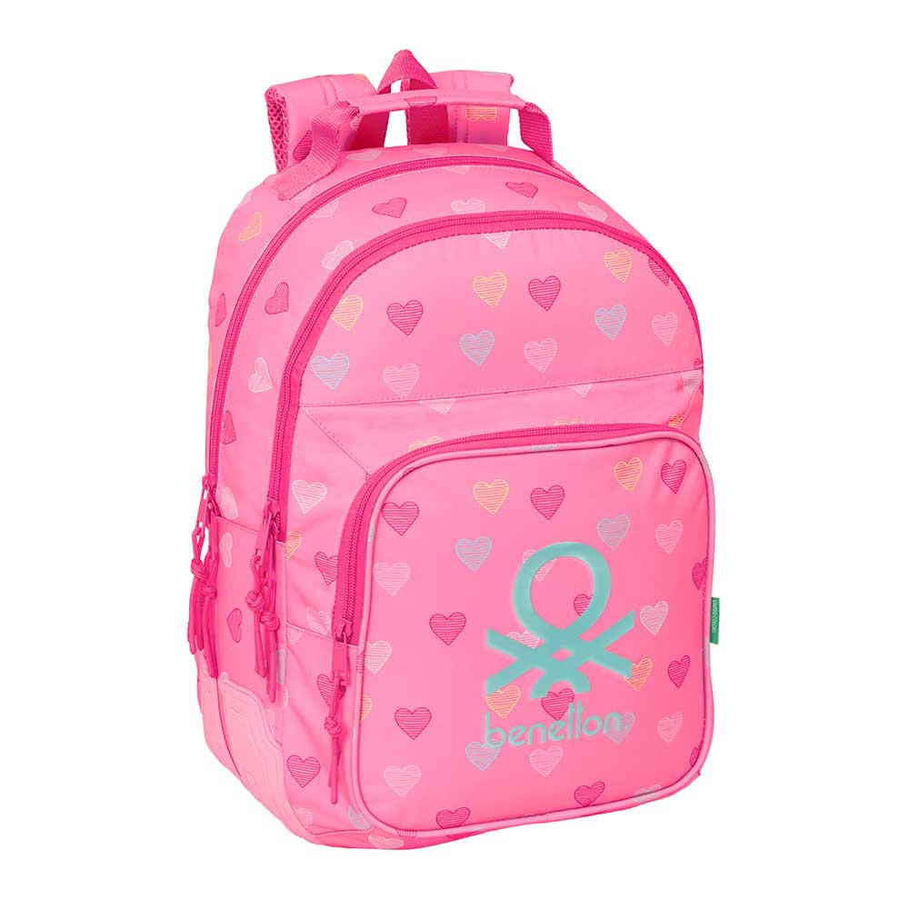 MOCHILA DOBLE ADAPT.CARRO BENETTON "HEART" 32x42x4cm