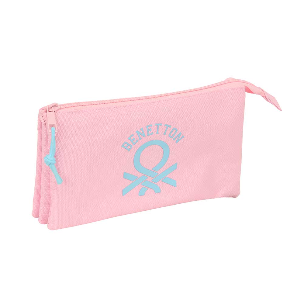 PORTATODO TRIPLE BENETTON BASICS "ROSA PASTEL" 22x12x4cm