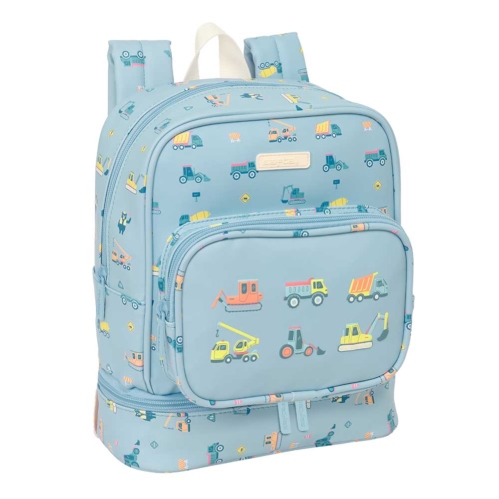 MOCHILA NEVERA GUARDERIA SAFTA PREESCOLAR "GRUAS" 22x27x4cm