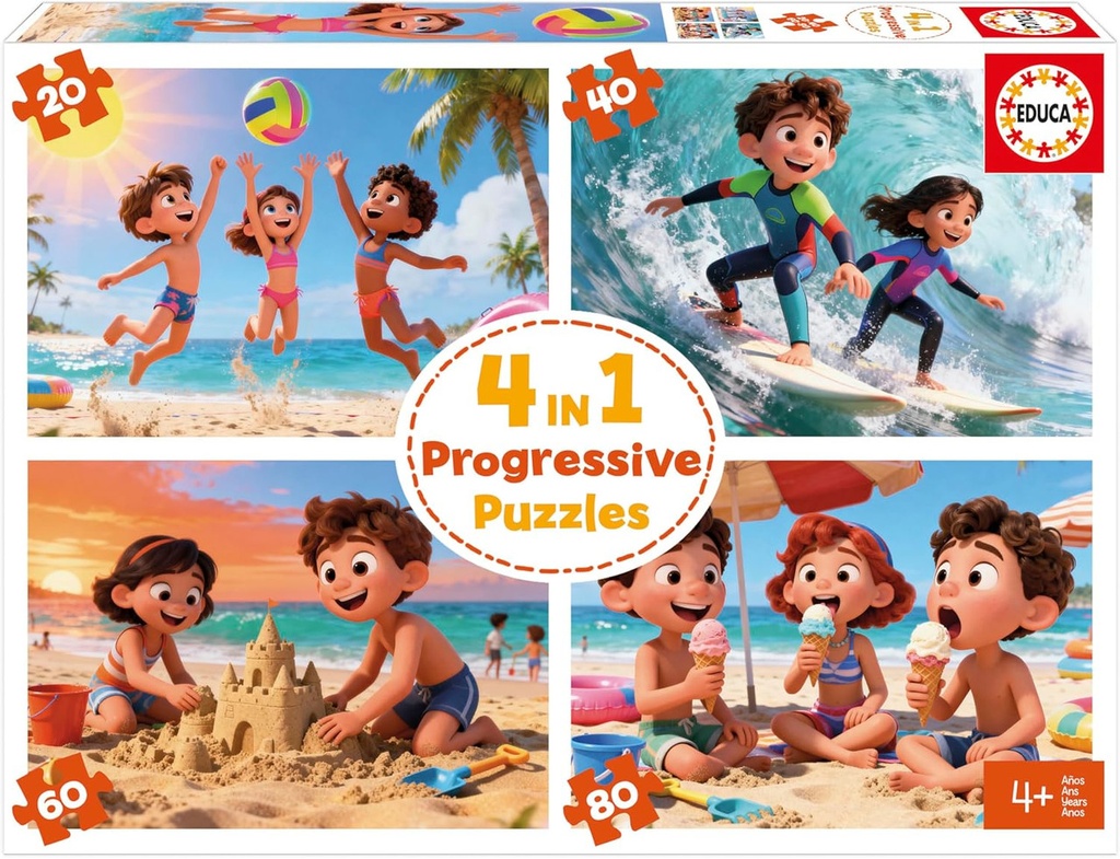 PUZZLE MULTI 4 EN 1 PLAYA JR FSC(R)  EDUCA 20503