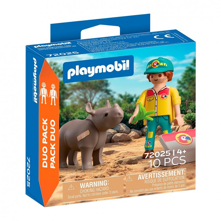 Duo Pack Cuidador con rinoceronte PLAYMOBIL 72025